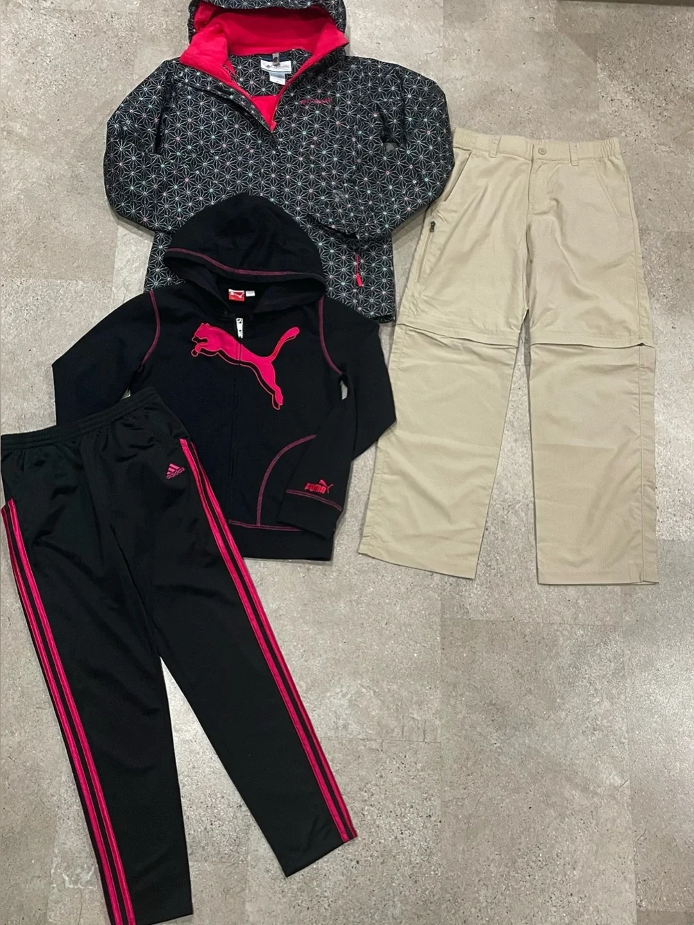 Girls COLUMBIA/ADIDAS/PUMA Athletic Pants…Jacket..& Sweatshirt, sz Medium